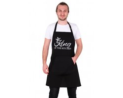 Royal Keukenschort Zwart | 60x80 cm | King of the Kitchen | Kookschort met zakken | Verstelbaar Keukenschort voor mannen | Cadeutje- kado | Kook- BBQ