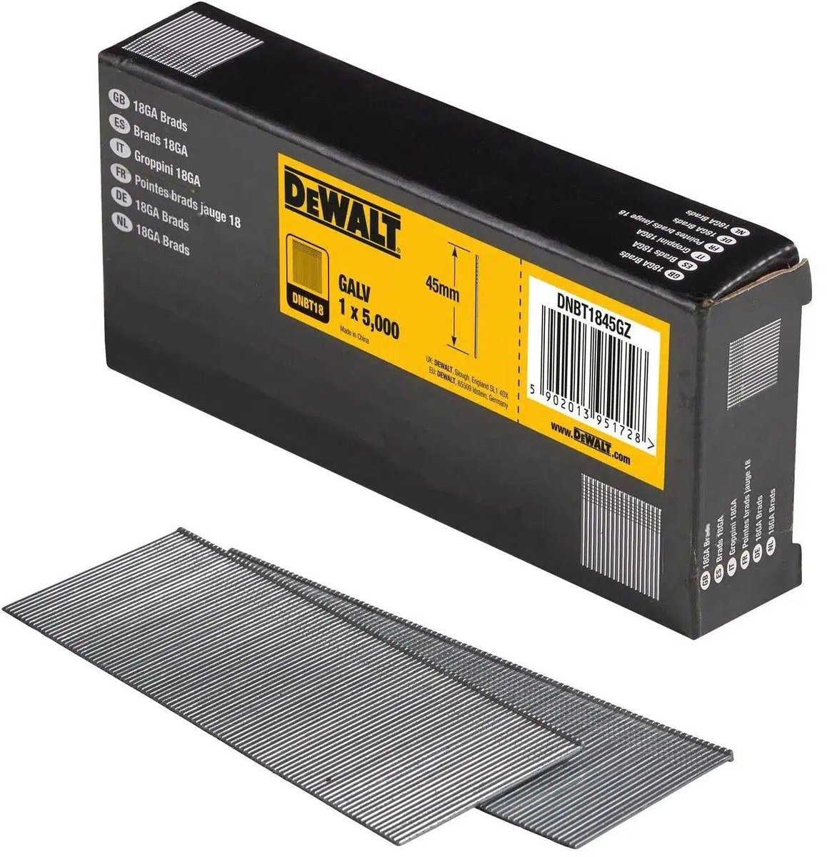 DeWALT DNBT1845GZ 1.25x45mm VE=5000 18 Gauge GAL Spijkers