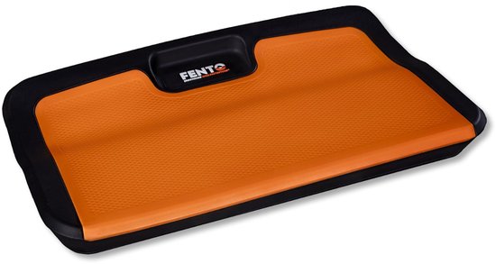 Oranje Fento Board M2 kniebeschermer met zwart frame en handvat, logo van FENTO zichtbaar.