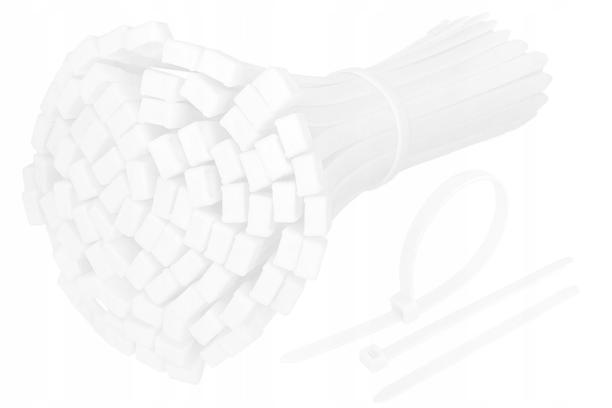 100x Witte kabelbinders 2,5x200mm - sterk en flexibel nylon