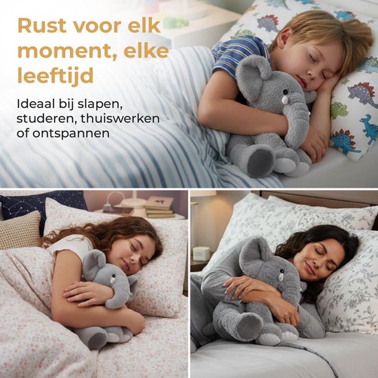Verzwaringskussen 2 KG Dreambuddy Nollie de Olifant - 2 KG - Verzwarings knuffel - Verzwaarde Knuffel - Anxiety Knuffel - Kalmerende Knuffel - Olifant Knuffel - Weighted Stuffed Animal - Elephant Animal - Slaapknuffel - Rustgevende knuffel van Merkloos — afbeelding 3