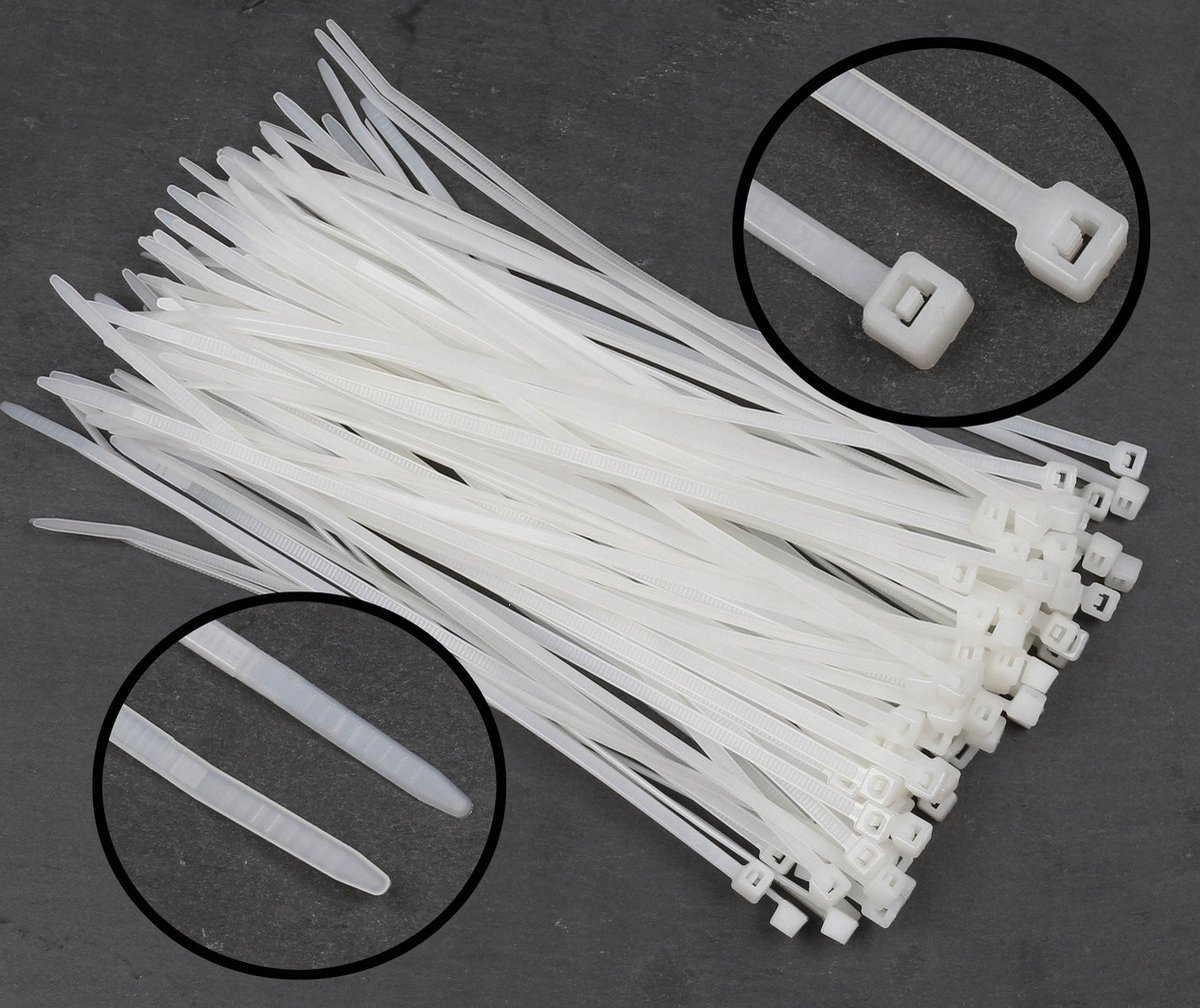 Witte Kabelbinders 3,6x300mm - 100 Stuks