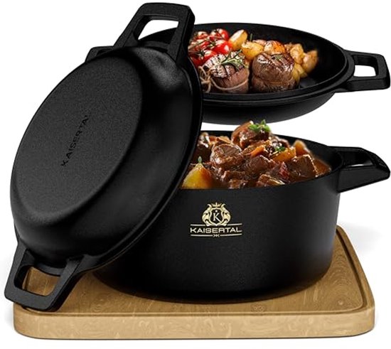 Navaris gietijzeren braadpan met deksel - Dutch oven - Geëmailleerde pan - Pot geschikt voor