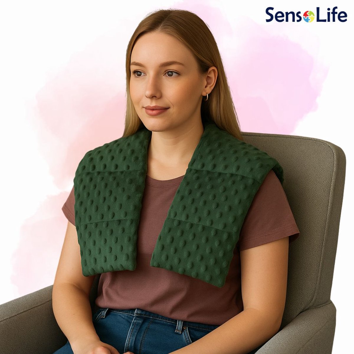 Verzwaarde Nek- en schouderkussen - 3 kg - donkergroen - Schoudersgewichten