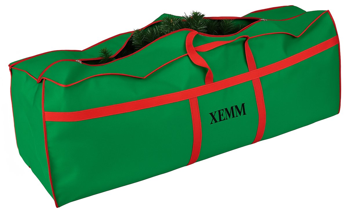 XEMM Kunstkerstboom Opbergtas 120x43x25cm - 129 L - Waterdichte Opbergtas voor Kunstkerstboom tot 210 cm - Stevig Polyester - Met Handvatten & Dubbele Rits - Groen