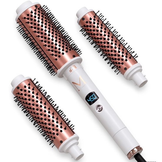 Moonie’s Volume Brush – Krulborstel - Warmteborstel - Thermal Brush - 3 Opzetstukken – Keramisch & Ionisch – Voor Blow-out & Volume