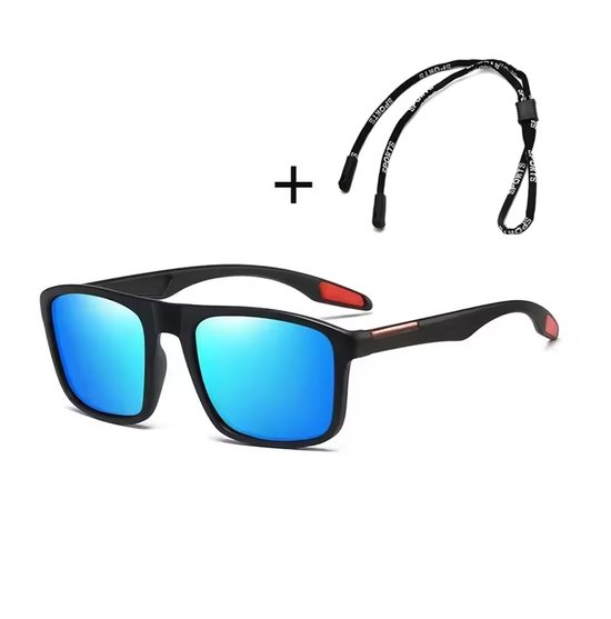 UV 400 Zonnebril met Koord - Gepolariseerde Glazen - Spiegelglas - Blauw - Bril van Merkloos — afbeelding 3