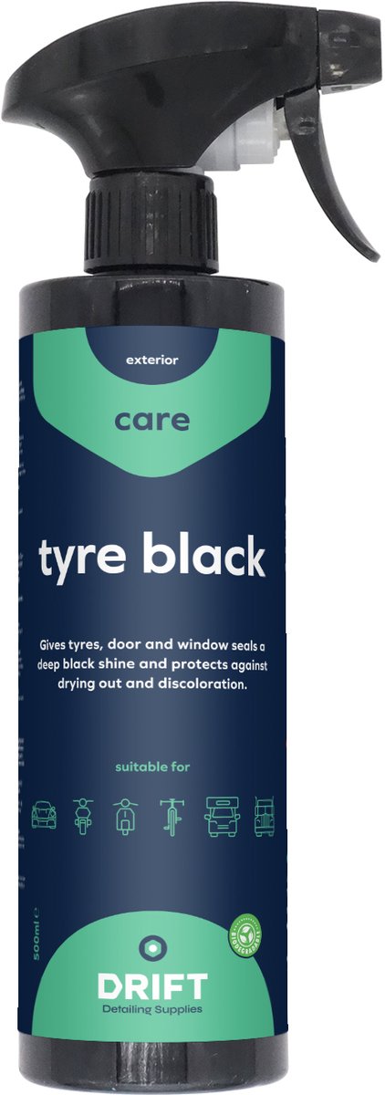 Bandenzwart - Tyre Black - Bandenglans - Rubber Care - Voor Auto & Motor - 500 ML