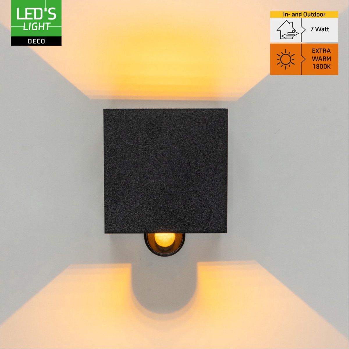 LED’S LIGHT DECO Buitenlamp met Sensor - Verstelbare Lamellen - 380lm 1800K Warm Wit - Weerbestendig IP54 Wandarmatuur - Tuinverlichting Gevel - Zwart