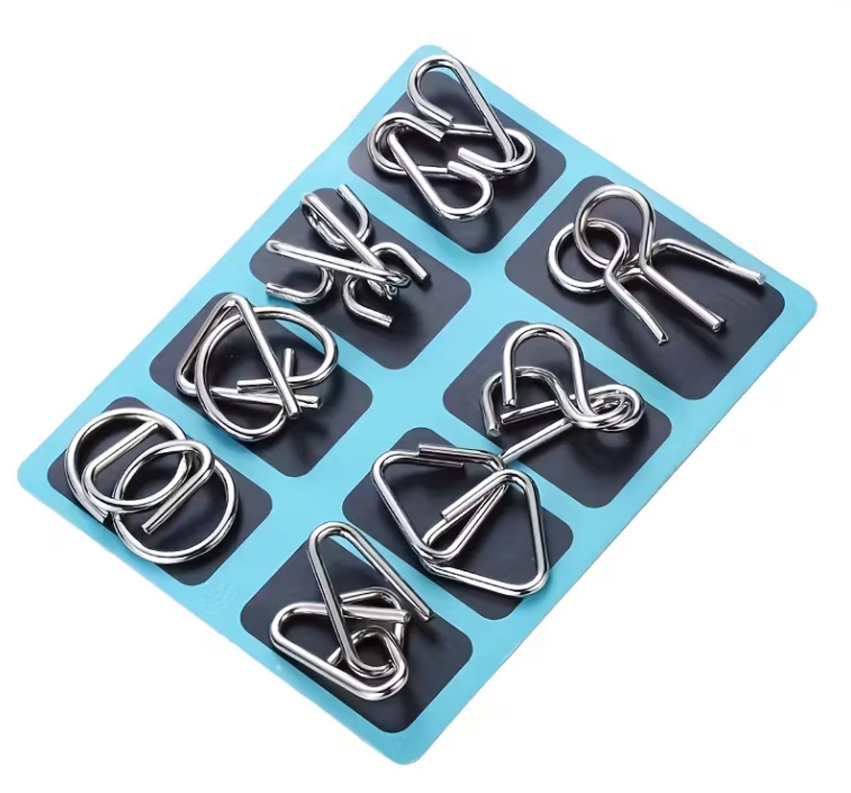 8x metalen puzzel breinbreker - Hersenkraker set - Denkspel - Geduldspel - Draadspel metaal puzzle