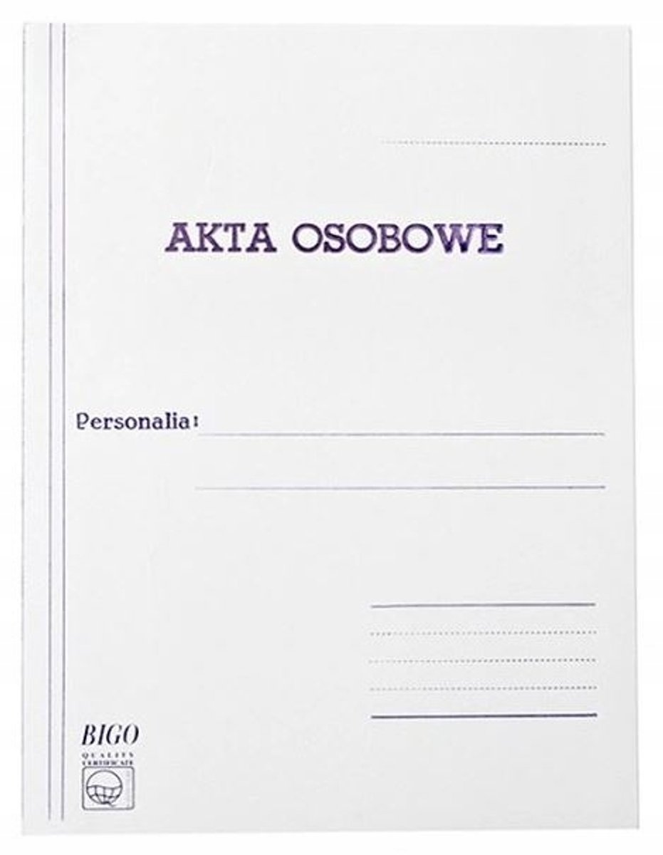 Bigo Personeelsdossier Kaart - A4, Wit, Zonder Ringband