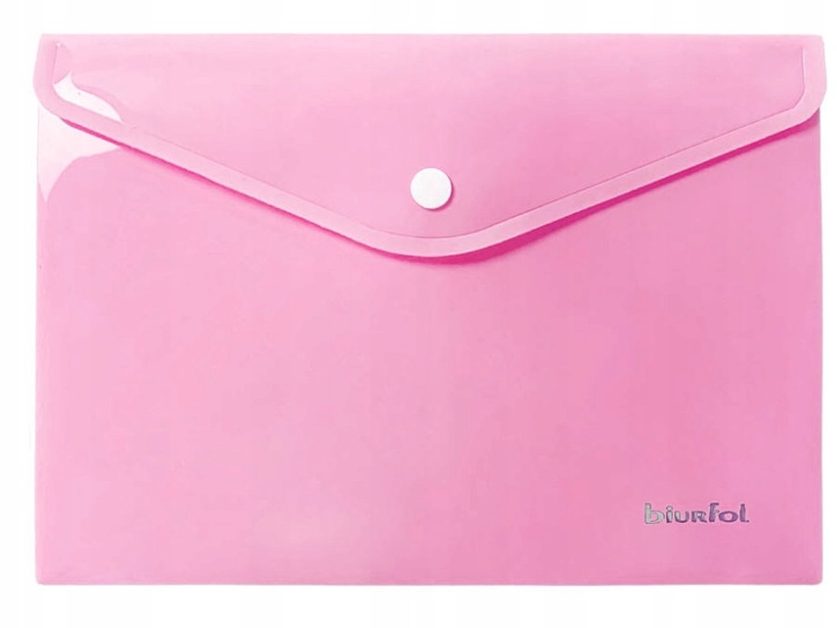 Biurfol A5 Pastel Roze Map Map Met Drukknoop Sluiting