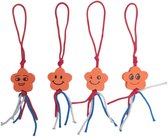 Fako Bijoux - Bloem Oranje Emoji Geluksbrenger - Gelukshanger - Lucky Flower - Gelukspoppetjes - Bloemetje Smiley - Hout - Oranje - 50 Stuks
