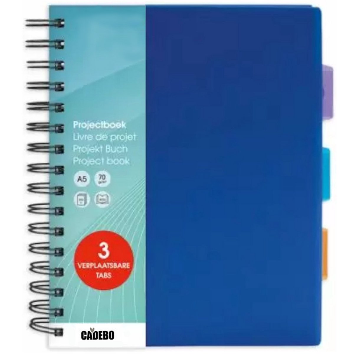 Cadebo Projectboek A5 3tabs 200vel - Donker Blauw
