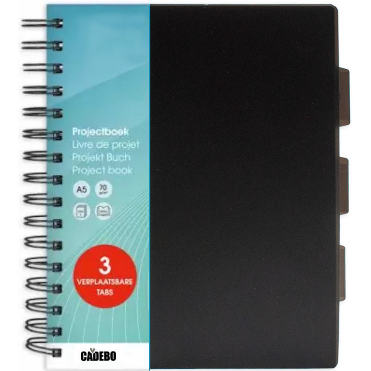 Cadebo Projectboek A5 3tabs 200vel - Zwart