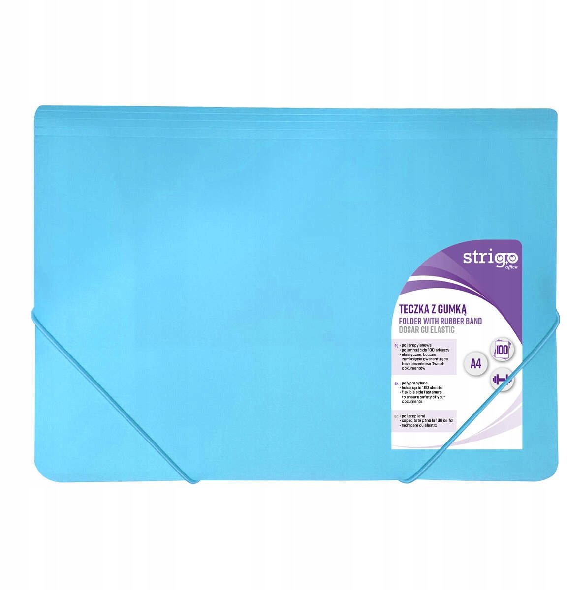 Strigo A4 PP Map met Elastiek - Neon Blauw