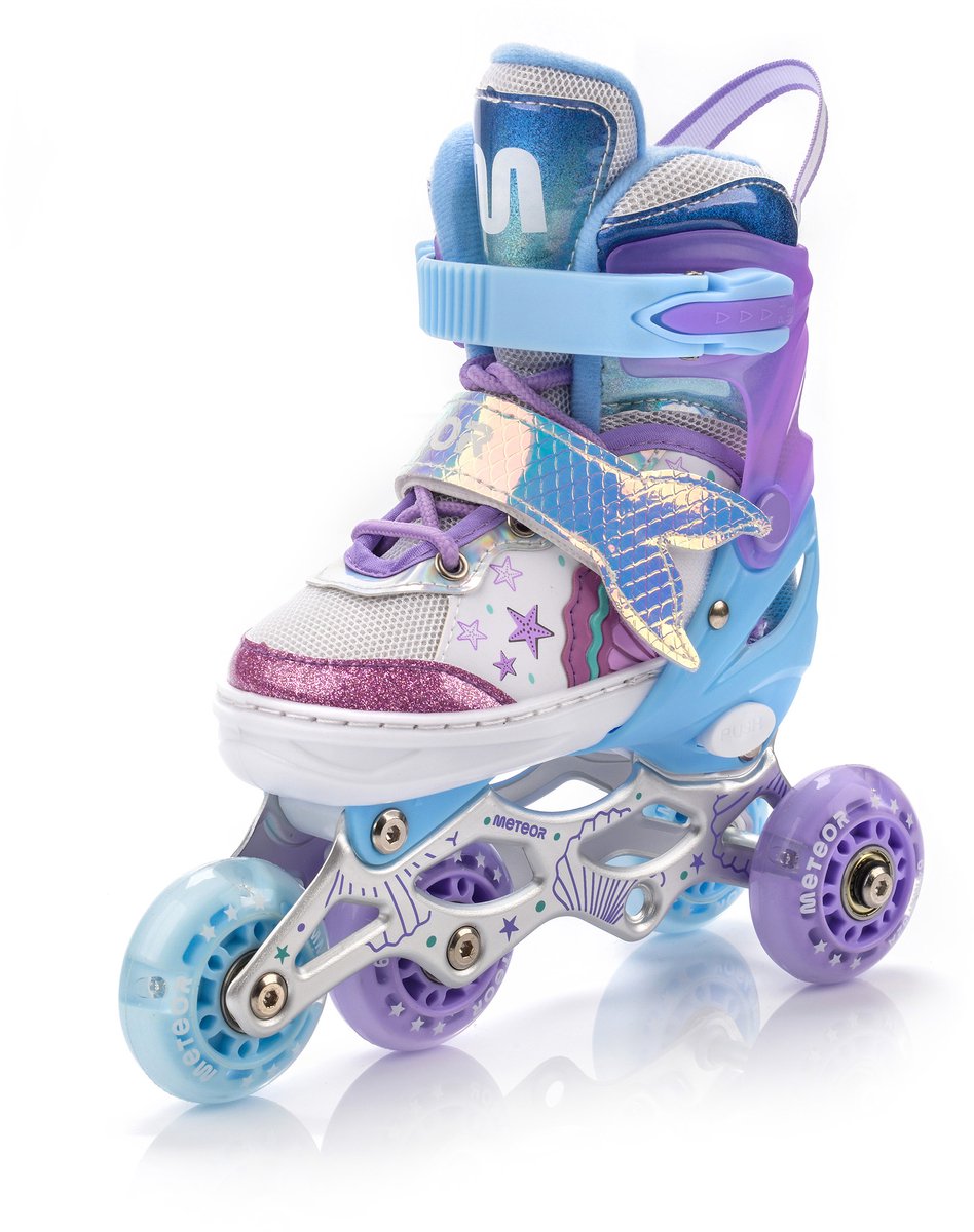 Meteor Mermaid – Inline Skates 4in1 – M 34-37 – Skeelers met schaatsen en rolschaatsen – Verstelbaar