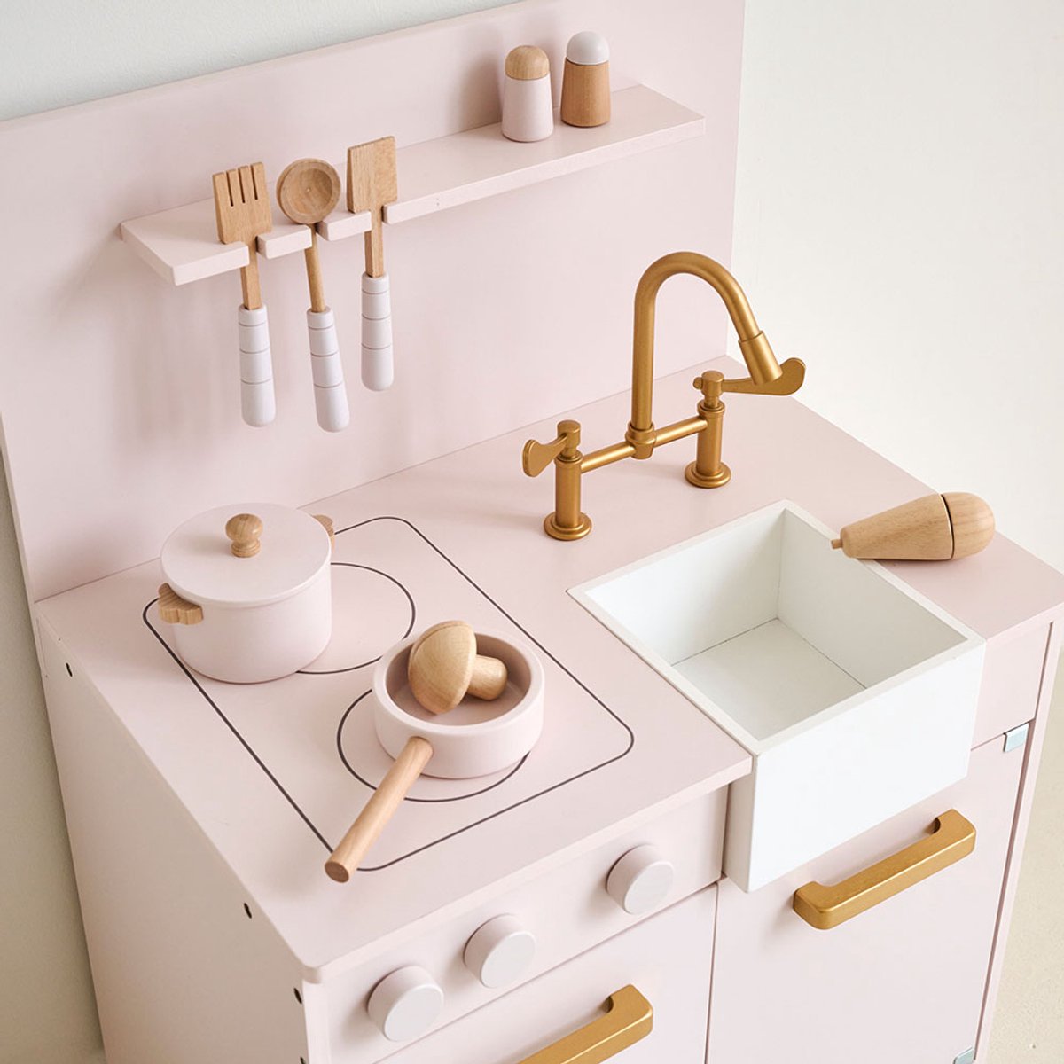 Petite Amélie Speelkeuken Zacht Roze – Kinderkeuken inclusief 7 keukenaccessoires - H 83.5 cm — afbeelding 2