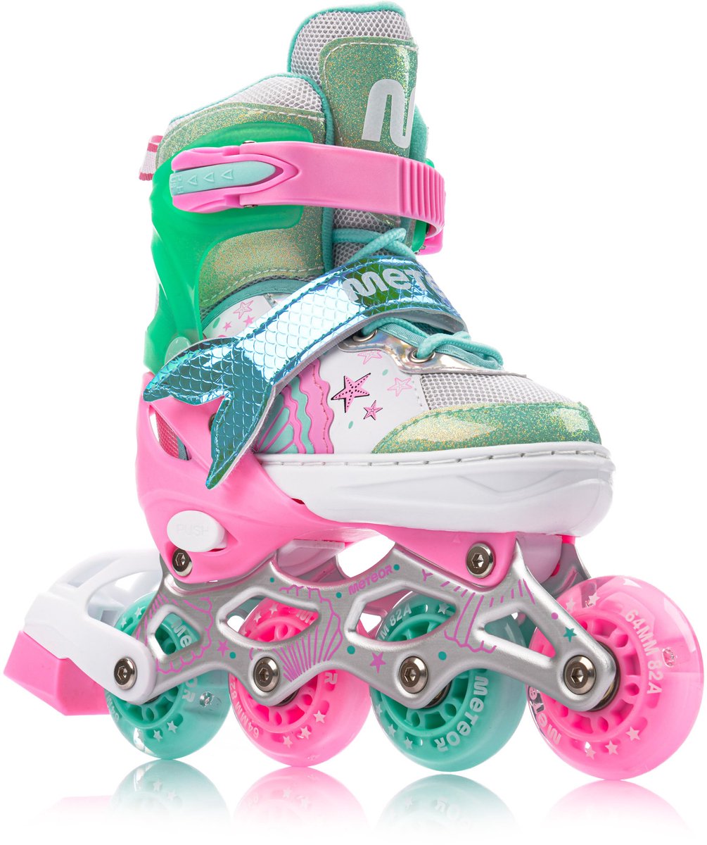 Meteor Mermaid Inline Skates 4in1 M 34-37 Skeelers met schaatsen en rolschaatsen Verstelbaar Groen