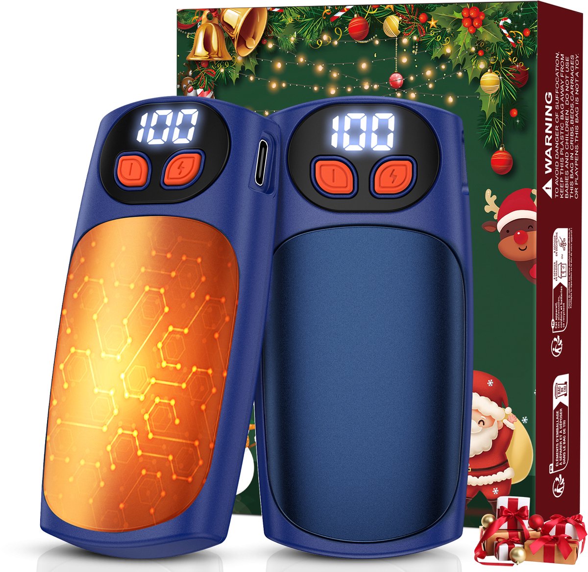 J-BRAUV Handwärmer Elektrisch 2er Set, 2000mAh Taschenwärmer Wiederverwendbar Mit 10000mAh Ladebox, 5 Heizstufen Beidseitig Handwärmer USB Bis 24h Heizung, Für Kinder Männer Frauen J-BRAUV Handwärmer Elektrisch 2er Set, 2000mAh Taschenwärmer Wiederverwendbar Mit 10000mAh Ladebox, 5 Heizstufen Beidseitig Handwärmer USB Bis 24h Heizung, Für Kinder Männer Frauen