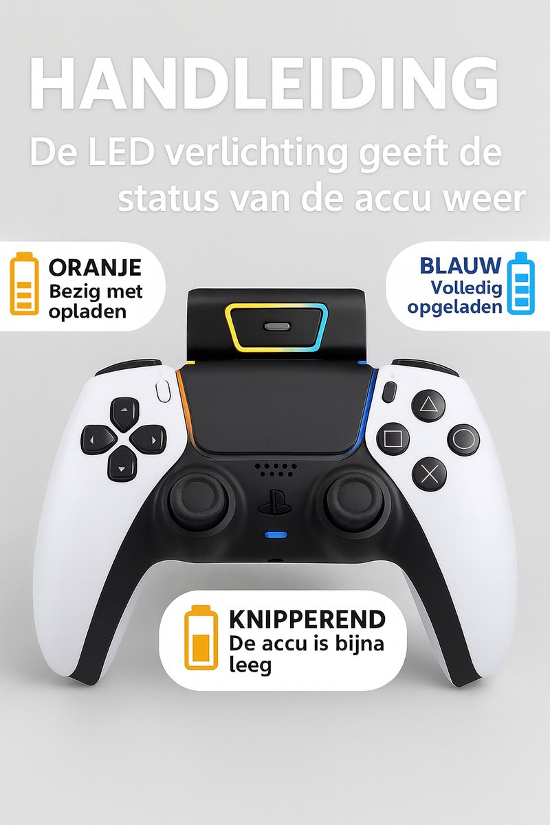 PS5 Controller Powerbank 2000mAh – draadloze oplader - Voor DualSense & DualSense Edge – Met 2 Ophanghaken voor controller en headset – foto 5