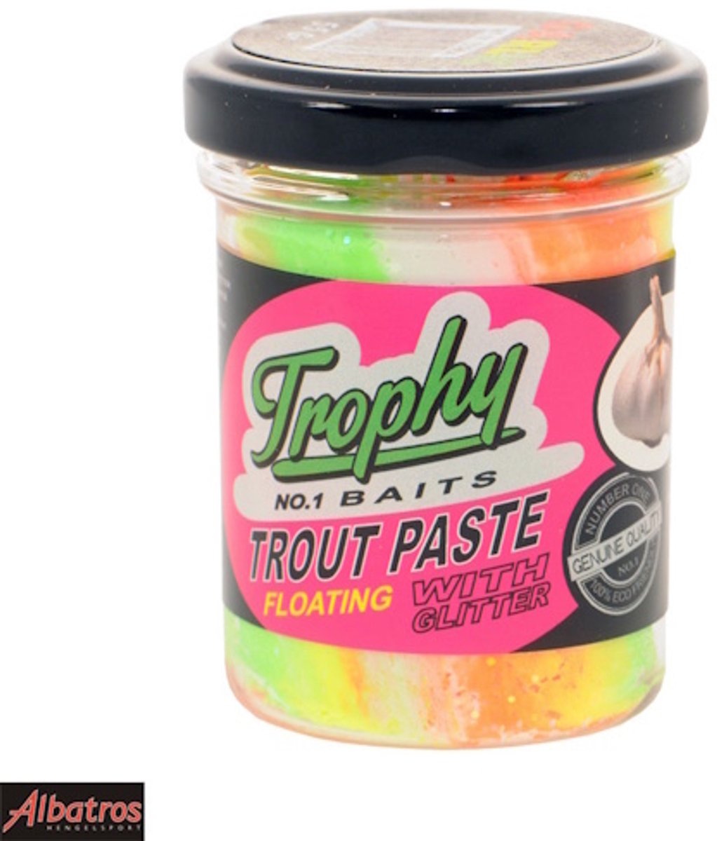 Trophy Baits Troutbait Floating Garlic – drijvend foreldeeg met knoflooksmaak in diverse kleuren Multicolor 55GR