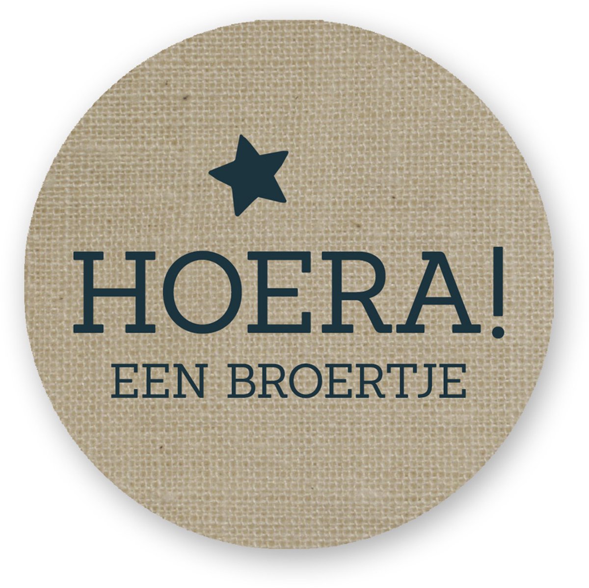 Sluitstickers Hoera een Broertje! – 4 cm Rond – Naturel Jute Look – 25 Stuks – Geboorte Jongen -Pimp Studio