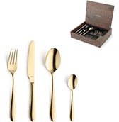 Amefa Oxford - Ensemble de couverts 24 pièces - pour 6 personnes - brillant - or - dans un coffret en bois de luxe