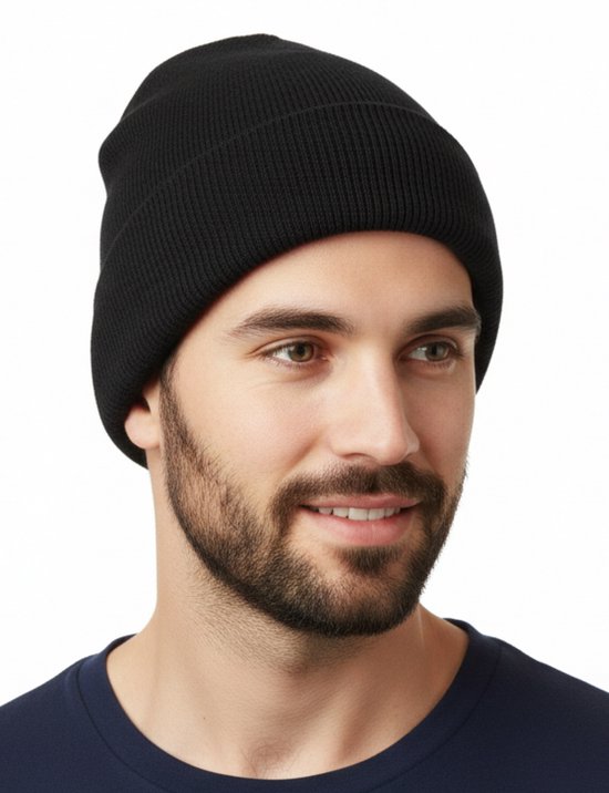 R2B Bonnet Homme Hiver - Bonnet Femme - Unisexe & Bonnet d'Hiver Universel - Convient pour le Ski, le Vélo, la Randonnée - Noir