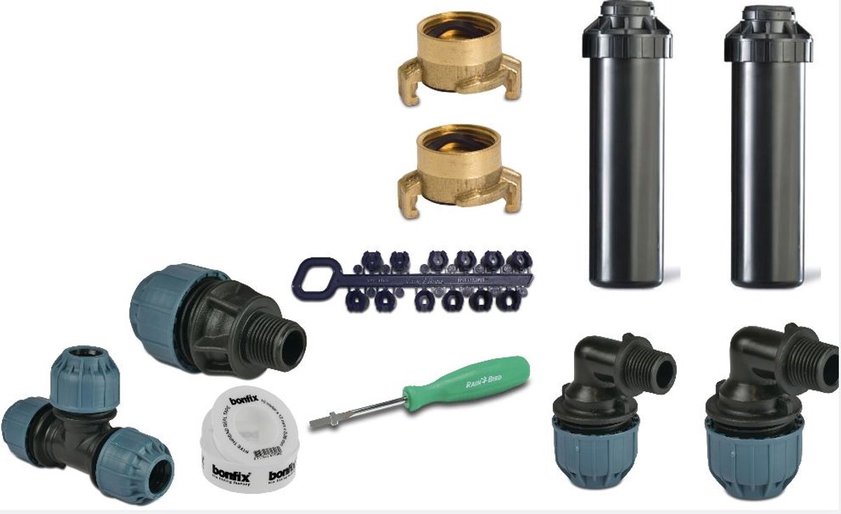 RainBird tuinsproeierset 3504-PC zonder tyleenslang | 2x pop-up sproeiers | 2 sproeiers | Sproeibereik 10 t/m 15 meter