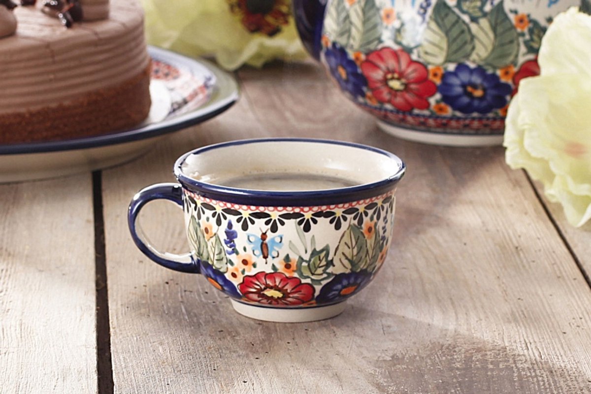 Bolesławiec Keramiek Mok 220 ml - Handgemaakt, Bloemendecor
