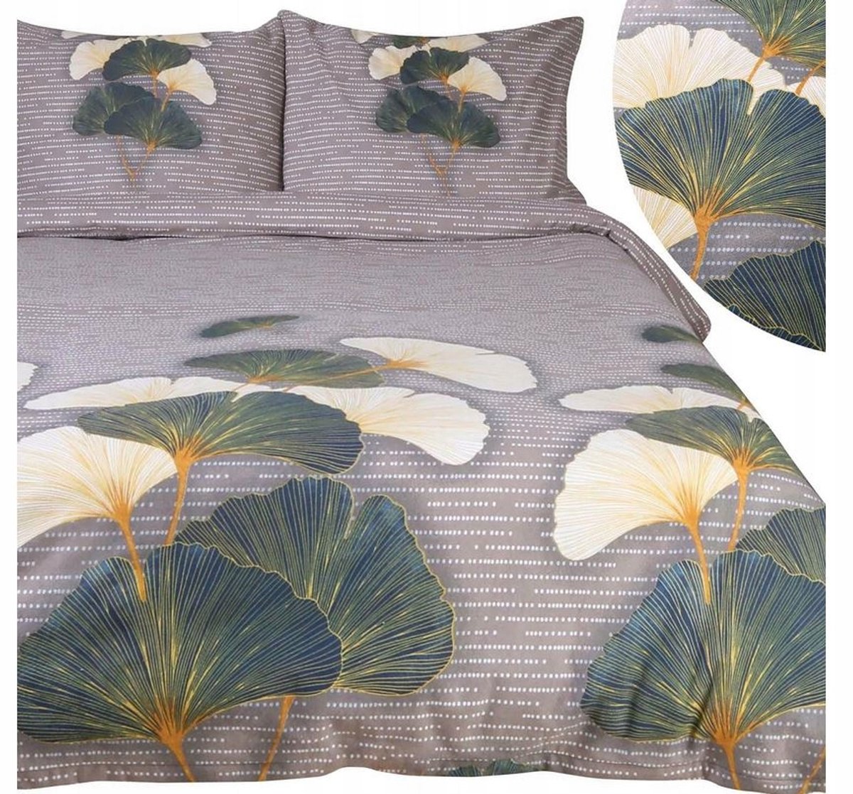 Flanellen Dekbedovertrek 220x200 cm Beige Bladmotief 100% Katoen