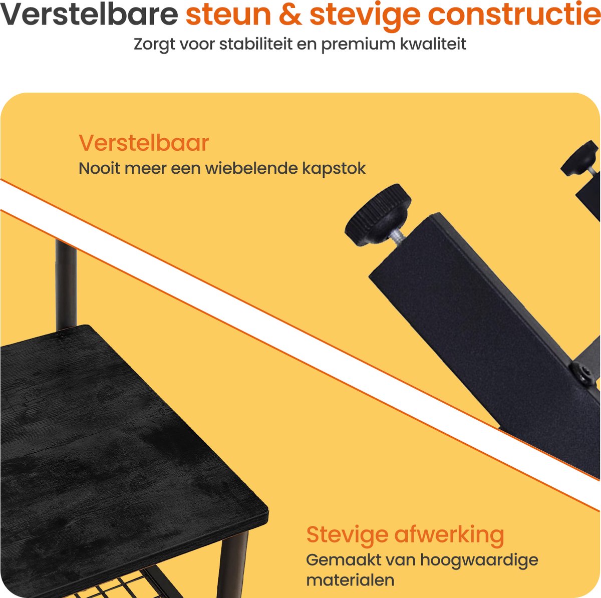 Goliving Kapstok XL – Garderoberek – Schoenenrek – Kledingrek – Staand – Industriële kast – Metaal/Hout – 100 x 41.5 x 182 cm – Zwart – foto 4