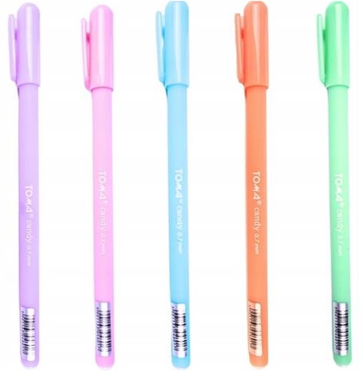 Toma Candy Pennen Set - 5 Kleuren, 0.7mm Punt
