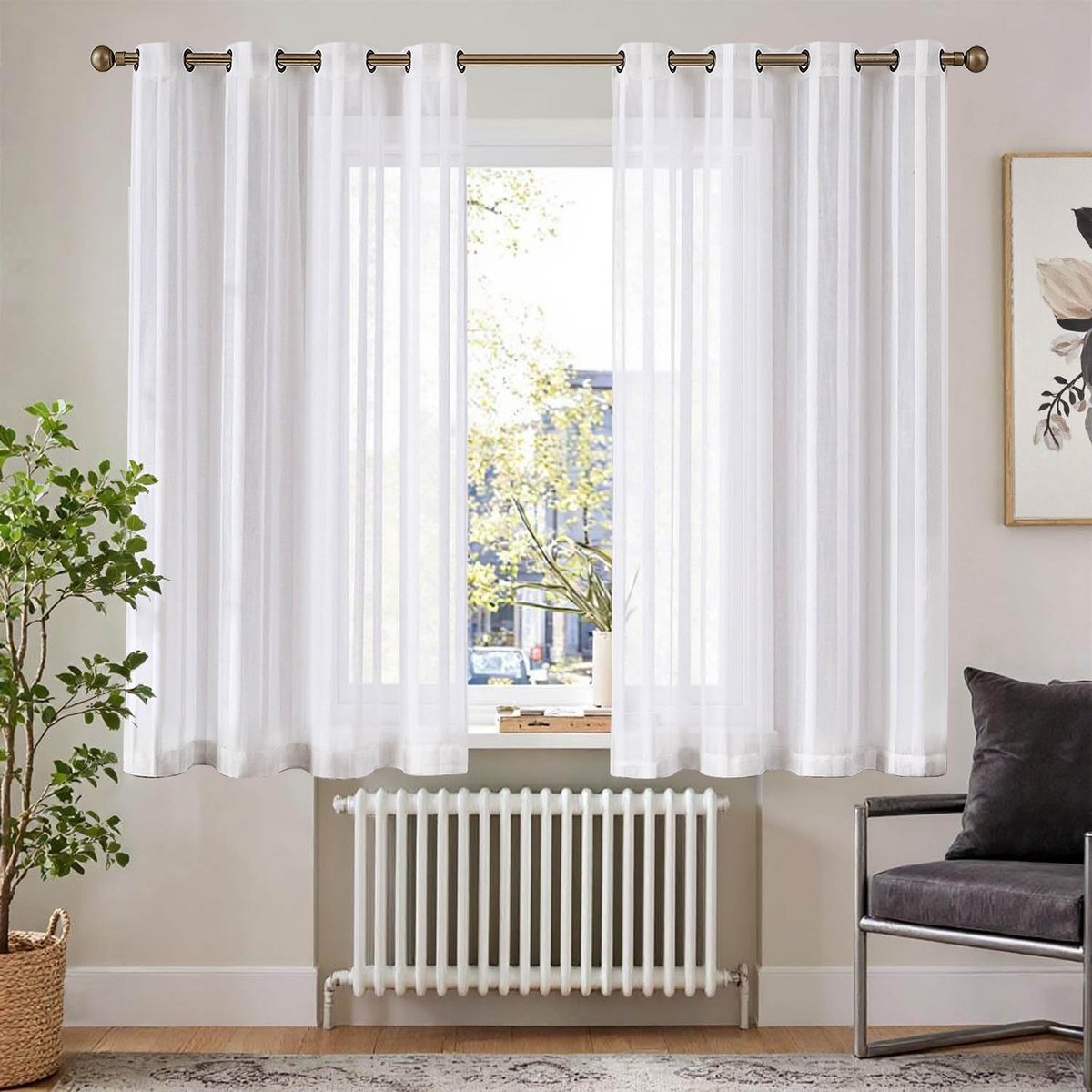 Unyqoos Moderne transparante gestreepte gordijnen voor sfeervolle kamers 145x140 cm wit