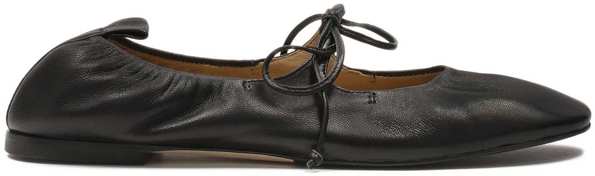 Leather ballerinas with ties