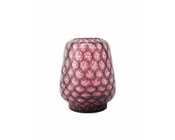 XLBoom Kuro Prism Large Plum – Mondgeblazen glazen vaas met geometrisch patroon – Kleur Plum roze – Design woonaccessoire