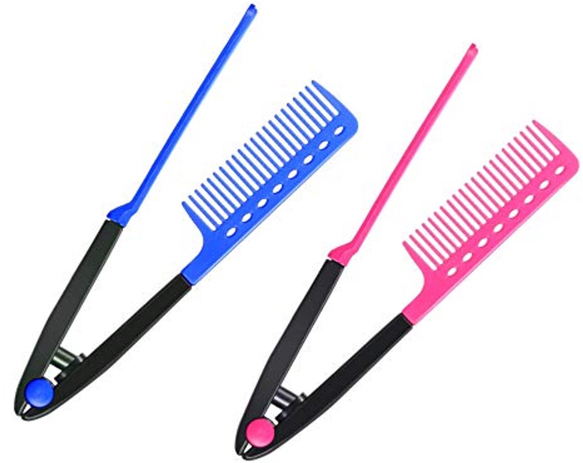 2 Pcs V-Vormige Rechte Kam Stijltang voor Stijlvol Haar