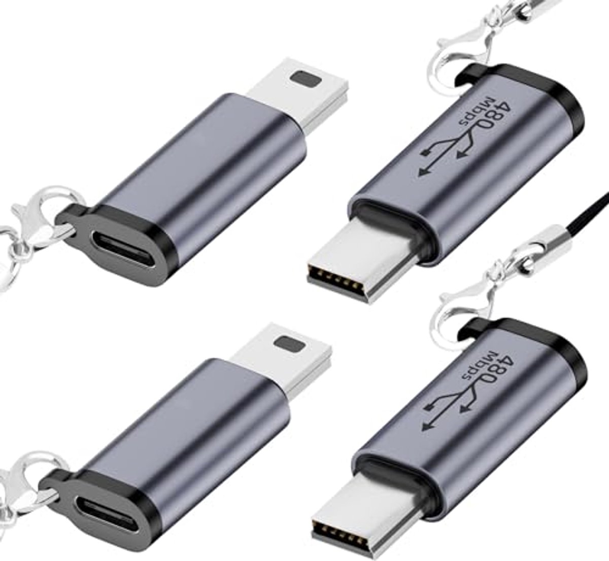 USB C naar Mini USB-adapter - 4 Stuks - Compatibel met Digitale Camera's en GPS