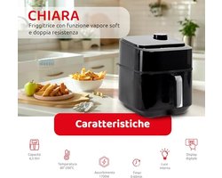 Luchtfriteuse met Soft-Stoom, Digitale Display en 8 Vooraf Ingestelde Programma's, 6,5 L