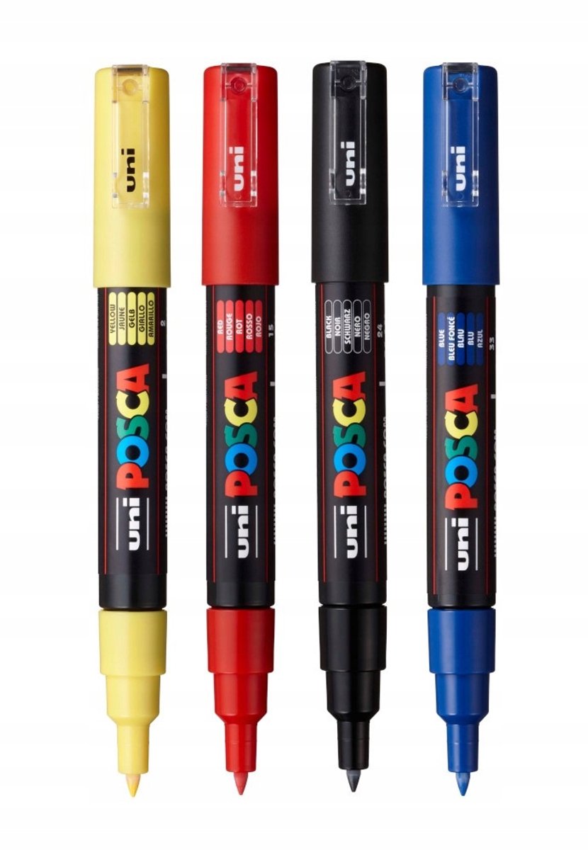 POSCA Markers Set 4 Kleuren PC-1M - Ideaal voor glas en textiel