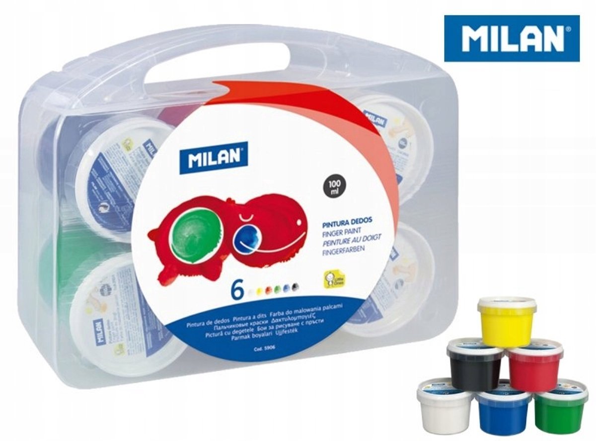 Milan Vingerverfset - 6 Kleuren x 100 ml