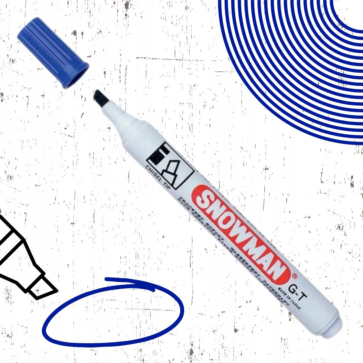Snowman Watervaste Stift Blauw, Punt 1-3mm, Sneldrogend