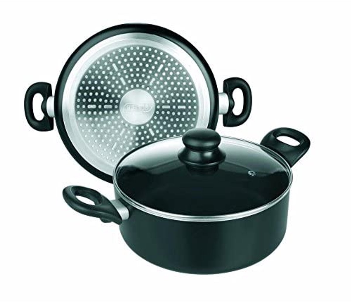 20 cm Aluminium Antiaanbakpan met Glazen Deksel - Geschikt voor Inductie