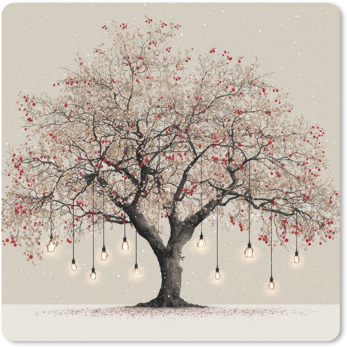 Muismat 20x20 cm - Mousepad Lichtboom - Winter - Kerst - Meerkleurig - Muismatten