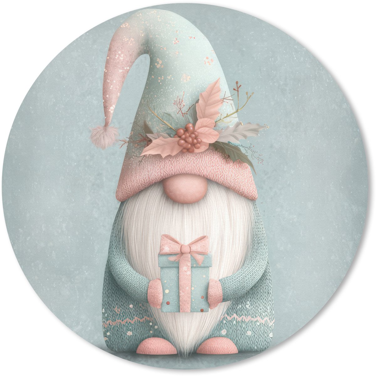 Muismat rond 40x40 cm - Mousepad Kerstgnome - Cadeau - Groen - Ronde muismatten