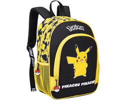 Sac à dos Pokémon avec Pikachu – Zwart et Jaune – 2 poches – Produit sous licence officielle – Sac d'école pour Enfants de 4 à 10 ans