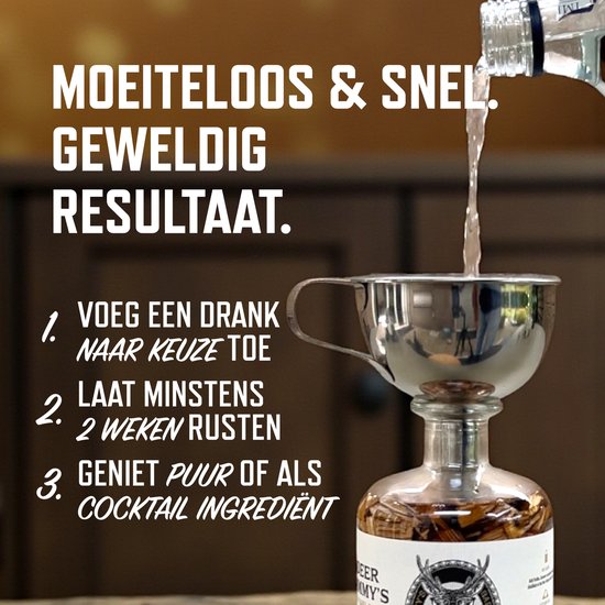 Deer Jimmy's® Make Your Own Whiskey - Gift Set met whiskey tumbler glas - Schotse Whisky Speyside & Islay Cask - Rijp je eigen drank met houtsnippers van een gebruikt whisky vat