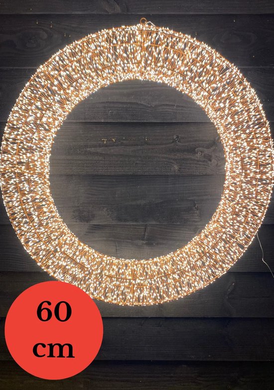 Couronne lumineuse Micro LED - Sirius - Couronne de Noël - Couronne lumineuse - Ø60cm - Éclairage LED blanc chaud - 3000 LED - Or rose