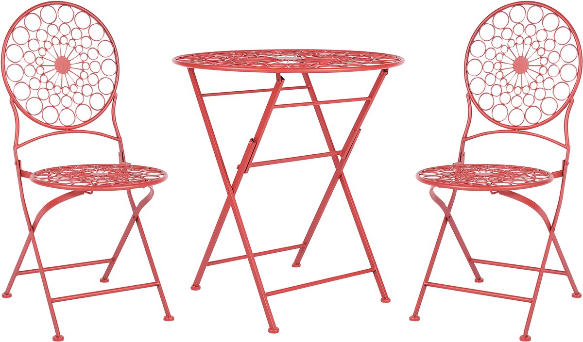 Bol.com BELIANI SCARIO - Bistro set - Rood - IJzer aanbieding